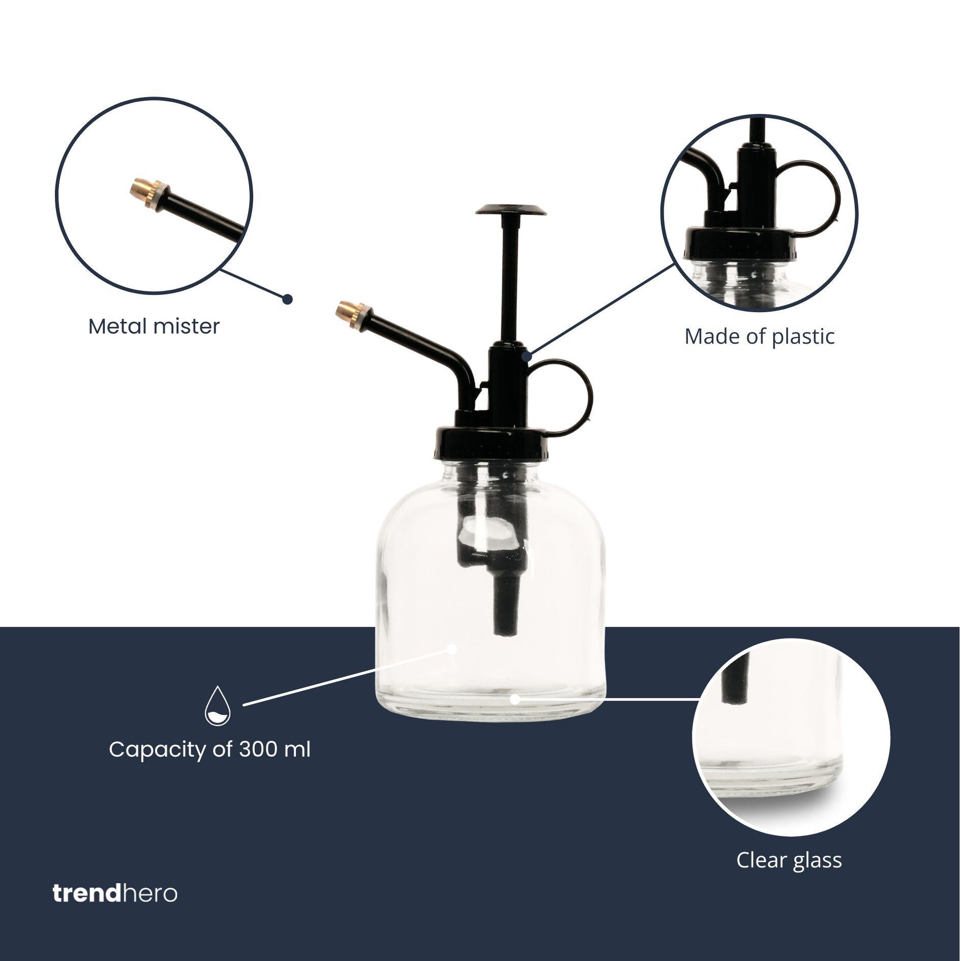 💧 Pflanzensprüher – Klarglas mit Schwarz – 300ml Everspring