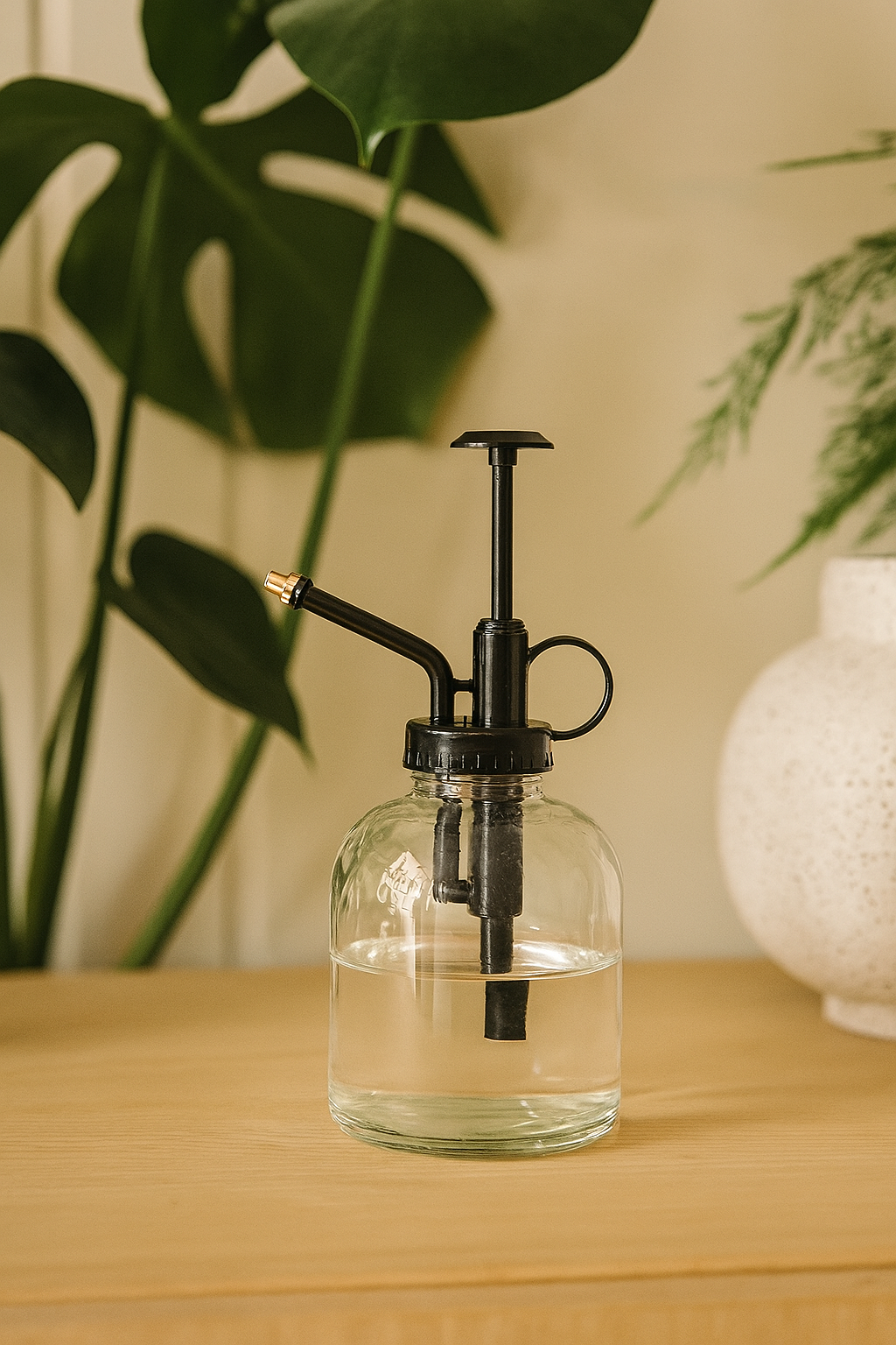 💧 Pflanzensprüher – Klarglas mit Schwarz – 300ml Everspring