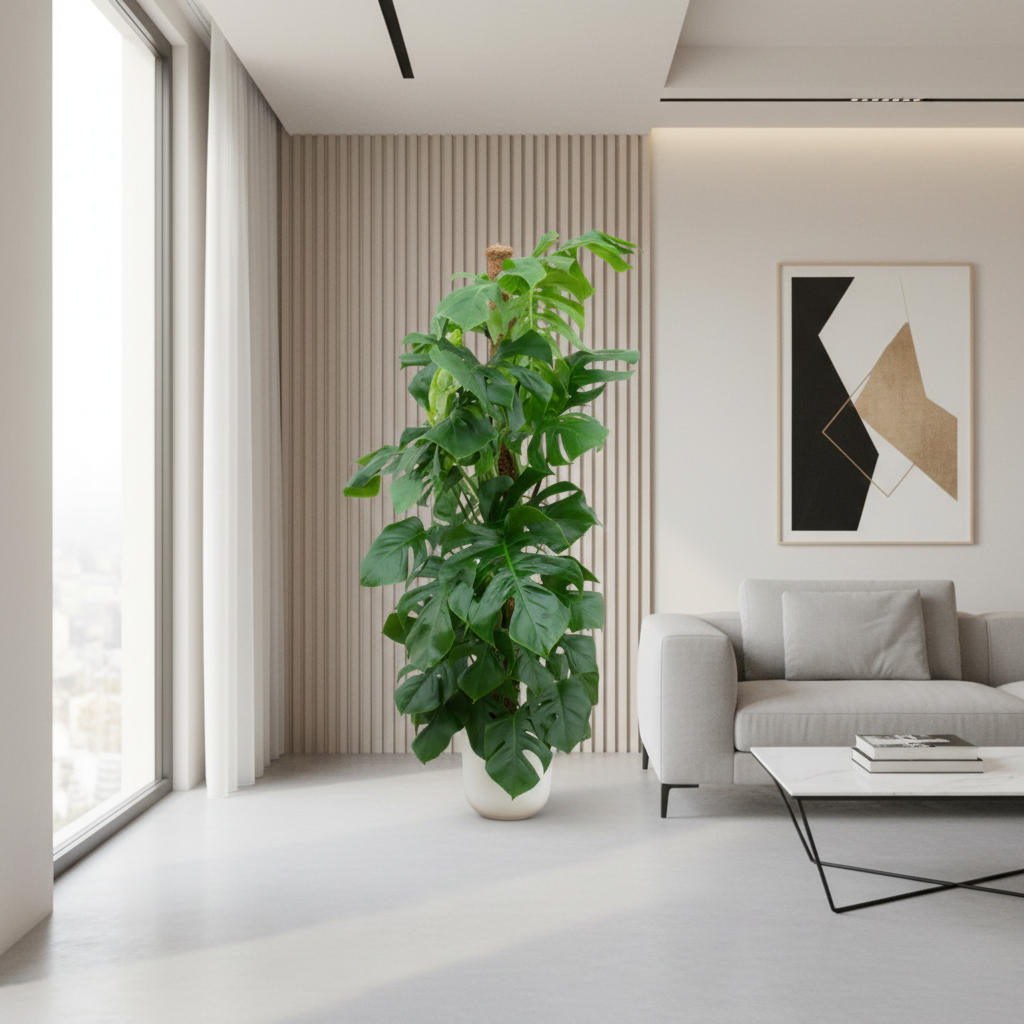 Combi Deal - Monstera Pertusum XL inclusief Elho Jazz Round wit Ø26cm - 150 cm Everspring