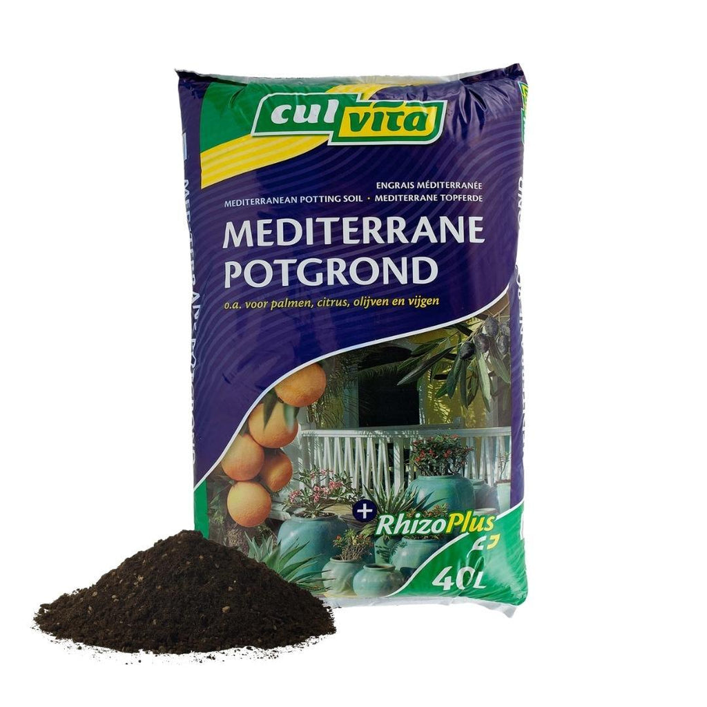 Culvita - Mediterrane Blumenerde 40Liter inklusive RhizoPlus - Blumenerde für mediterrane Pflanzen u.a. geeignet für Olivenbäume, Zitruspflanzen und Palmen Everspring