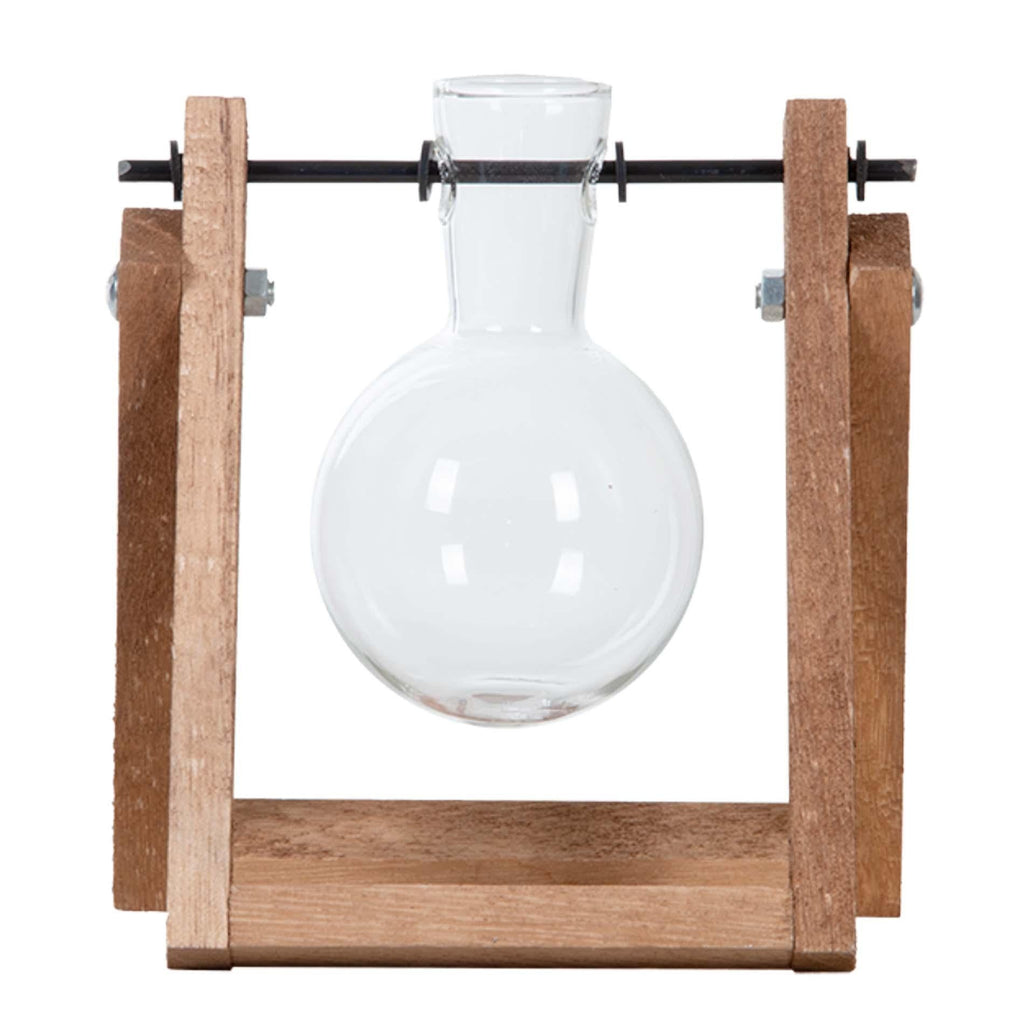 Stecklingshalter – Hydrokultur-Vase aus Glas & Holz – Pflanzstation Everspring