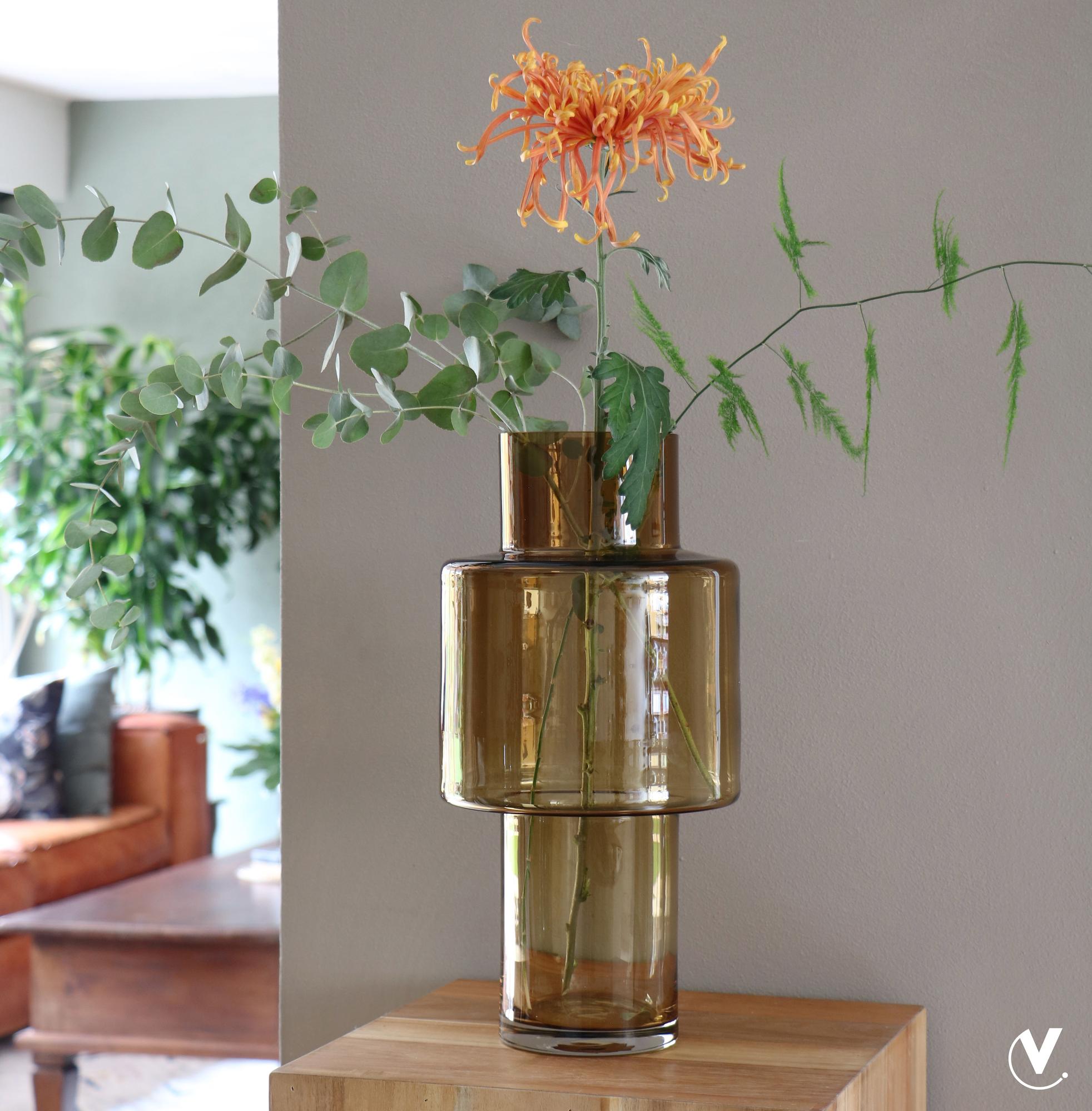 Vase aus Glas – Juba M – Ø20cm-↕40cm – Cognac Everspring