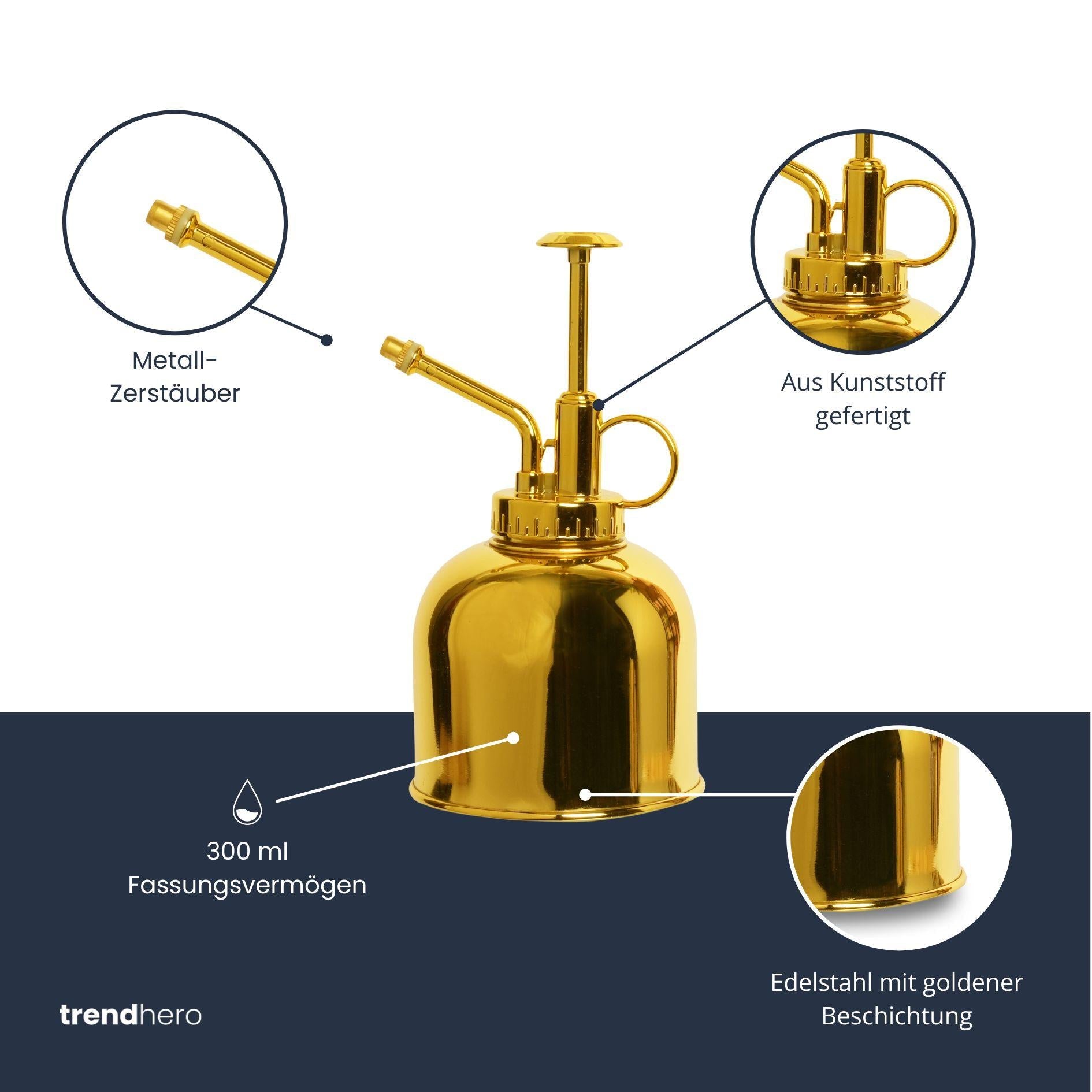 ✨ Pflanzensprüher – Gold – Edelstahl (rostfrei) - 300ml Everspring