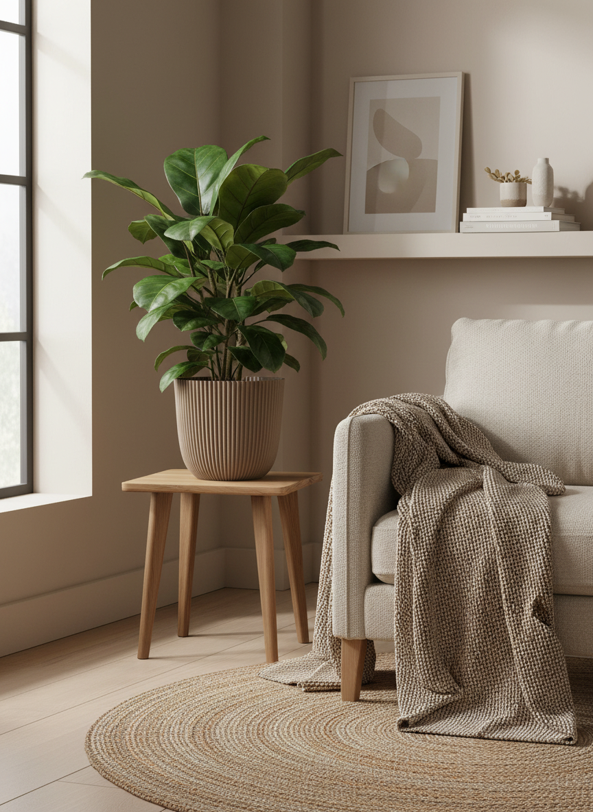 🪴 Capi Topf Nature Groove – Warm Taupe – Ø25cm Everspring