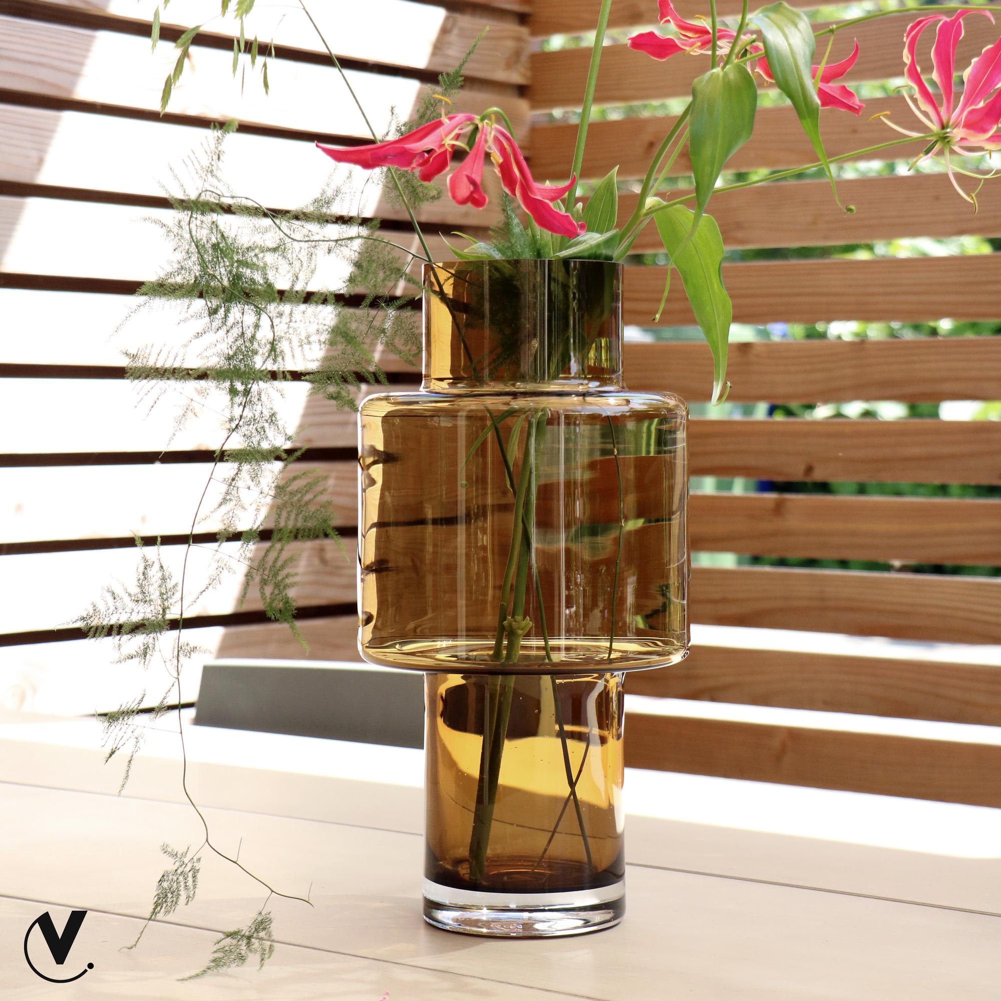 Vase aus Glas – Juba M – Ø20cm-↕40cm – Cognac Everspring