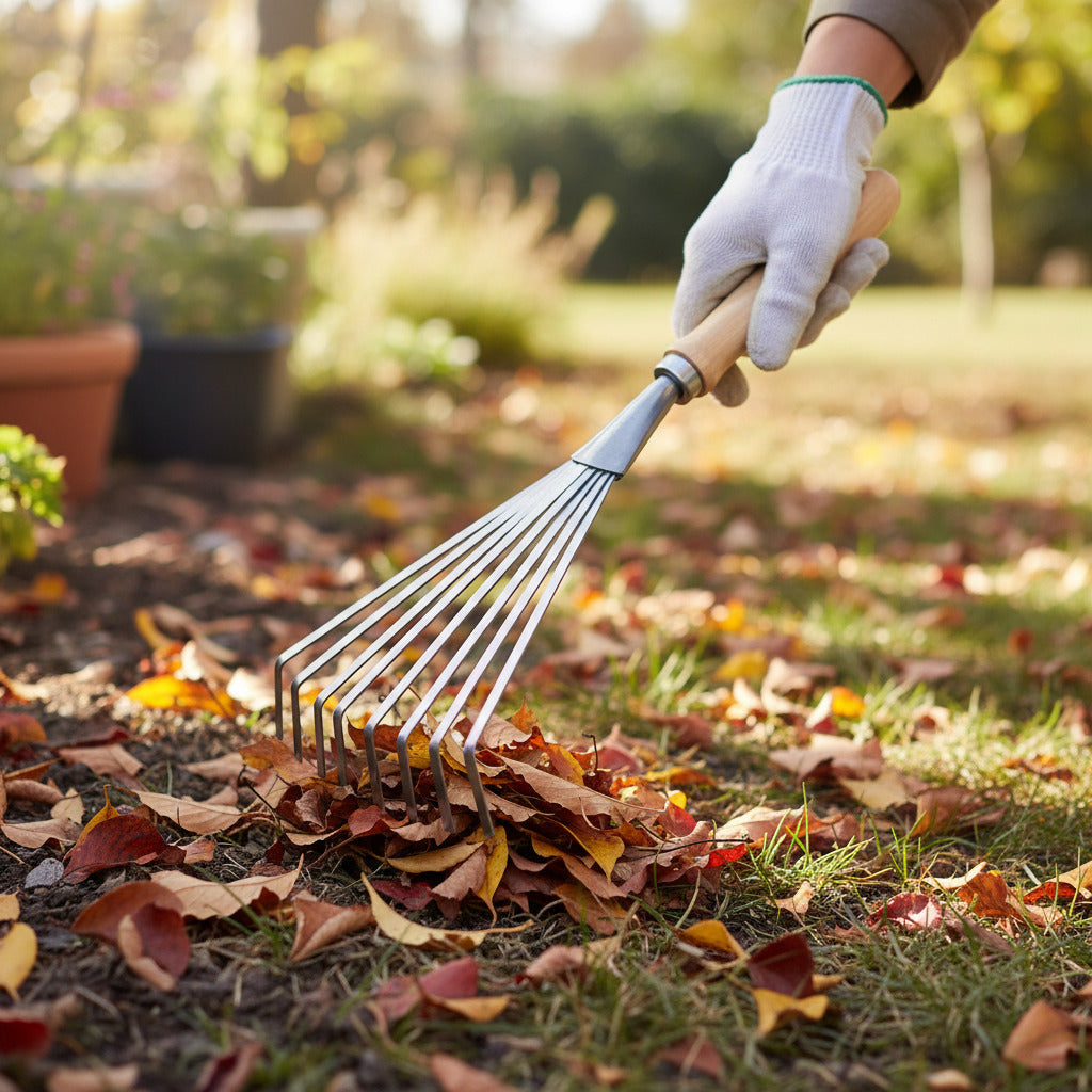 🍂 Hand-Blattharke – 9 Zinken – Verzinkter Stahl – Eschenholzgriff Everspring