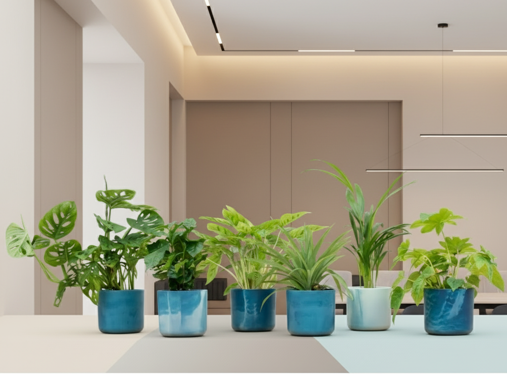 Überraschungsbox – 6 Pflanzen inkl. ELHO Ocean Round – Atlantikblau – Ø14cm Everspring