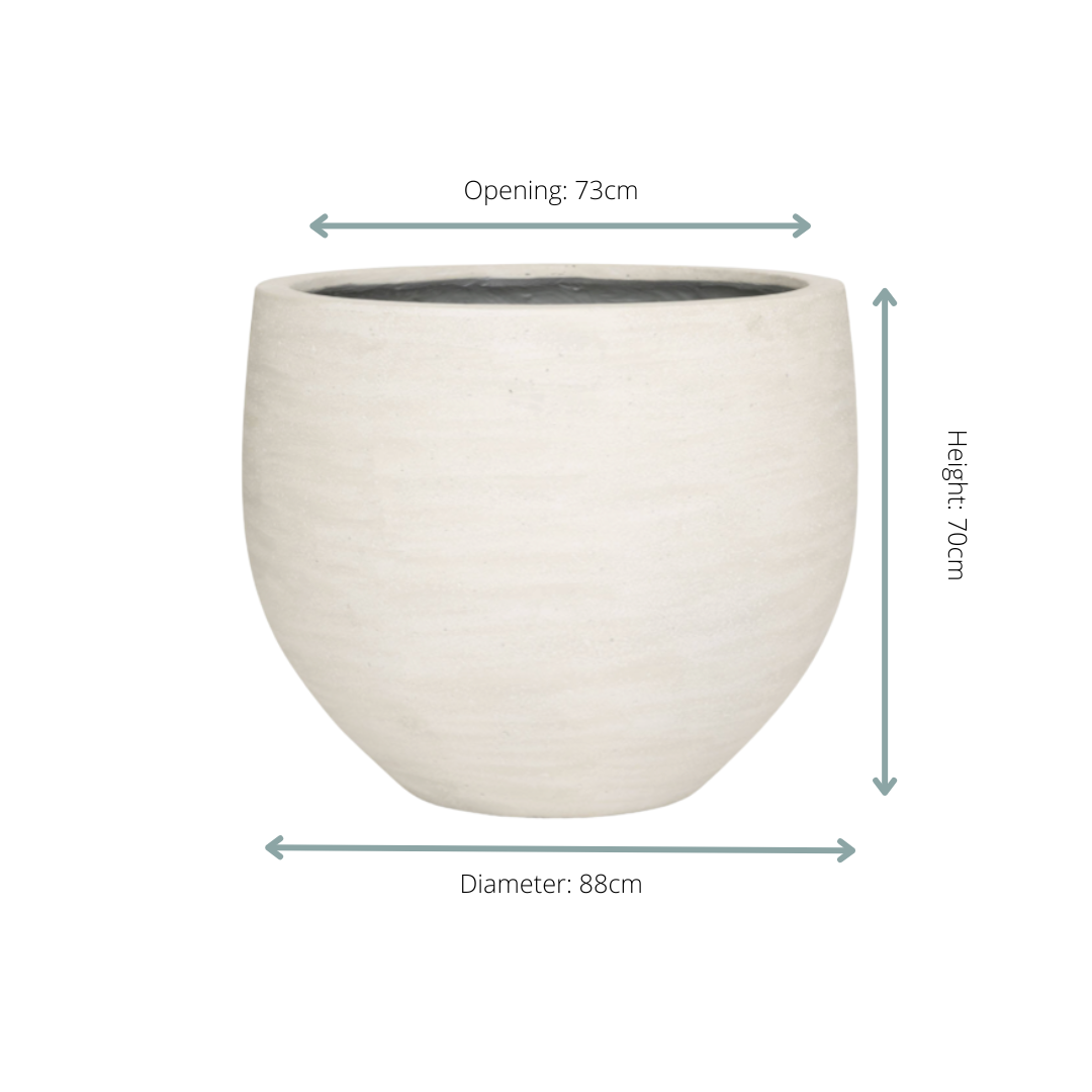 Jumbo Orb „Ivory Washed“ – Statement-Pflanztopf - Ø88cm-↕70cm Everspring
