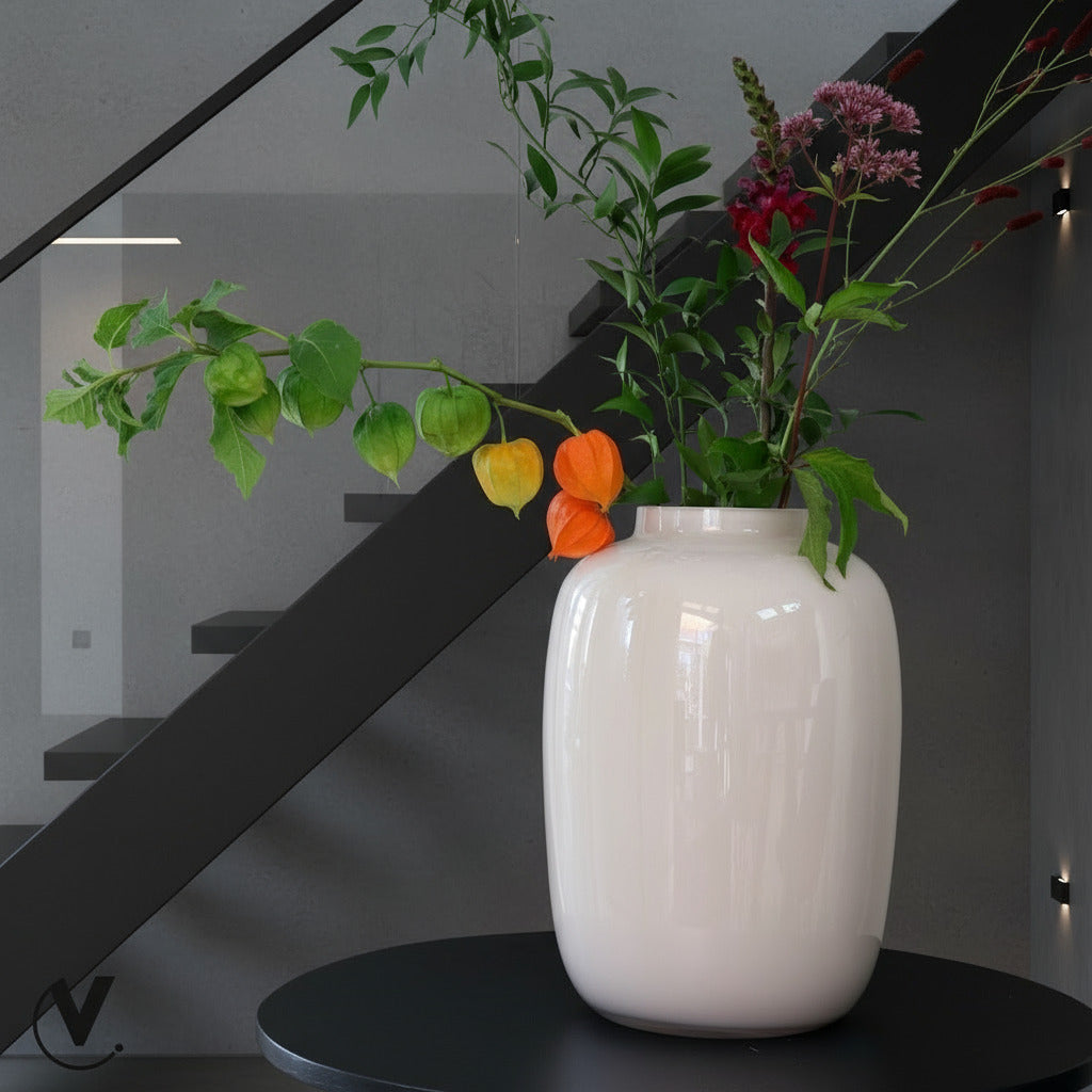 Vase aus Glas – Ø25cm-↕35cm – Arctic Ivory Everspring