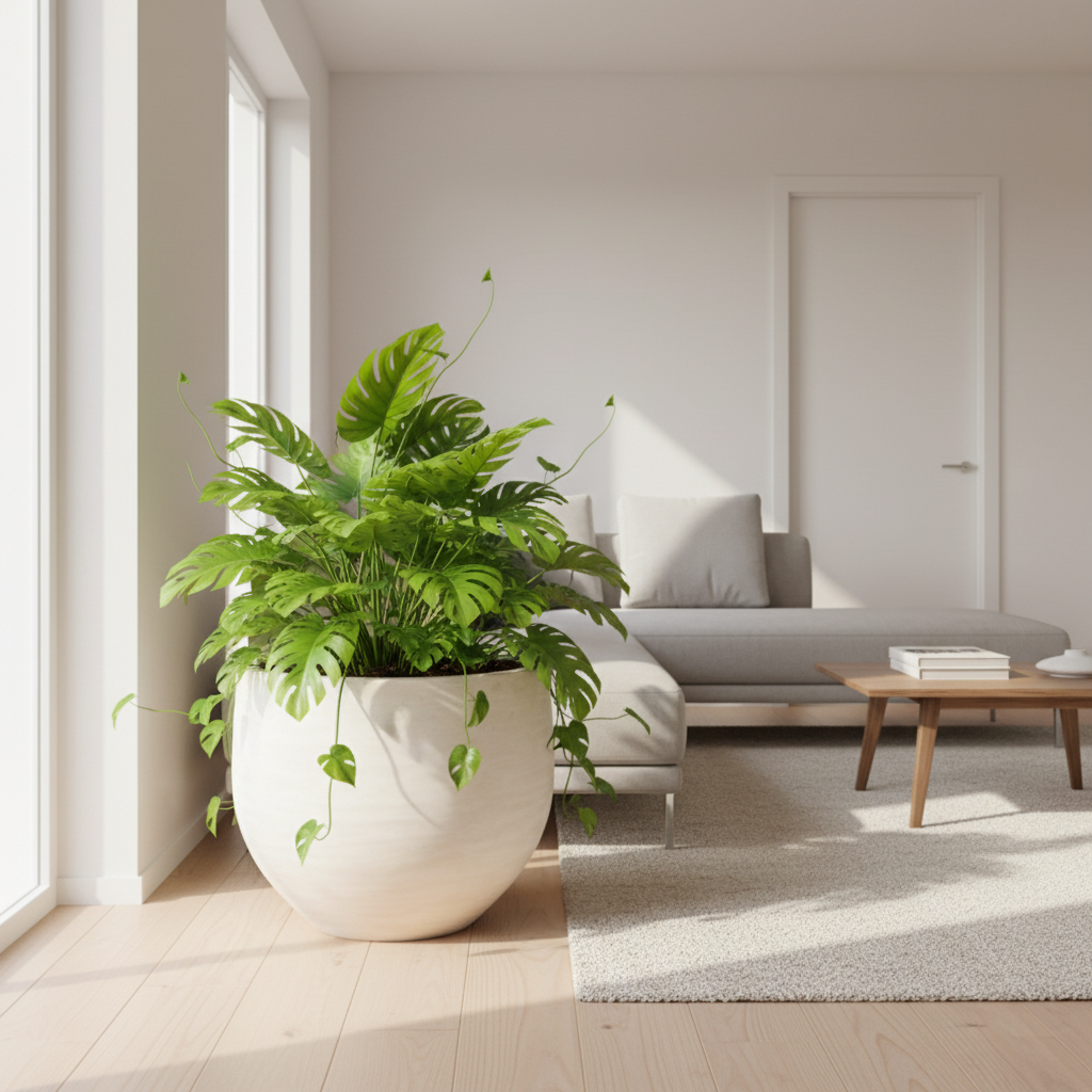 Jumbo Orb „Ivory Washed“ – Statement-Pflanztopf - Ø88cm-↕70cm Everspring