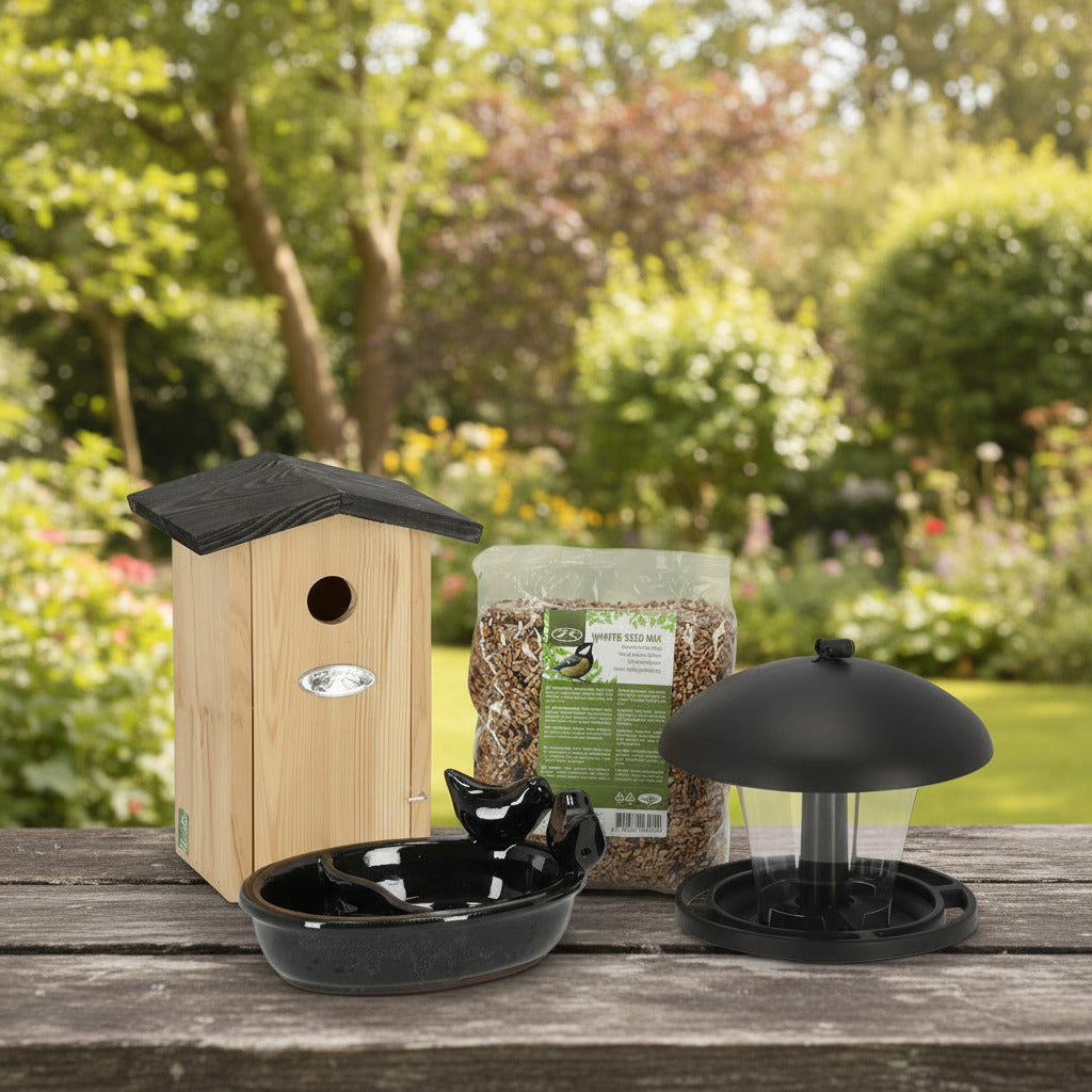 🐦 Komplettes Vogelpaket – Vogelhaus und Vogelfutter – Gartenaccessoires Everspring